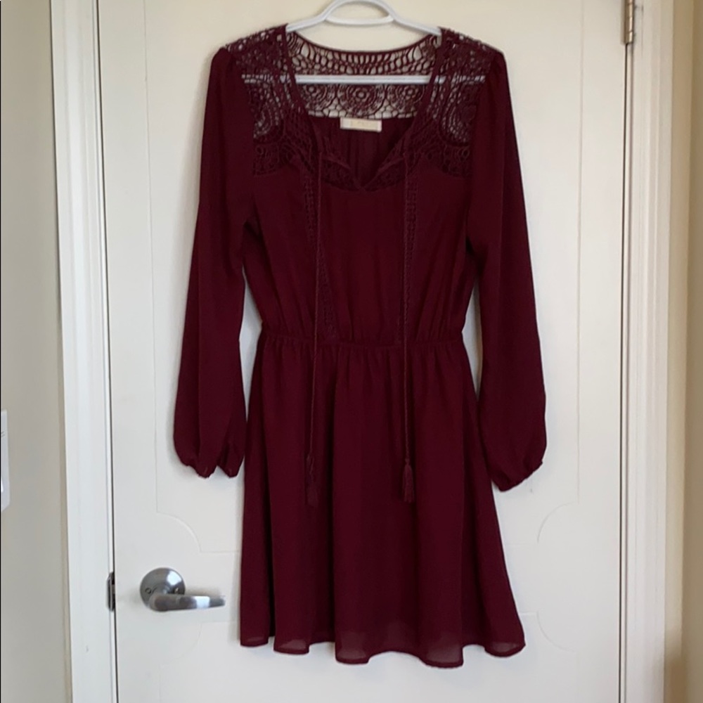 Burgundy long sleeve dress